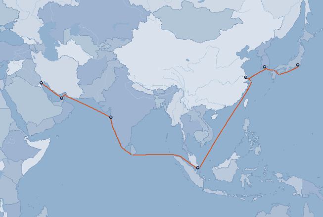 Intra Asia route overview map supplied by BPI