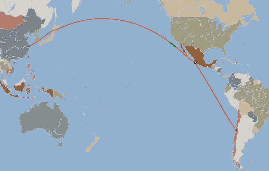 Asia — WCSA route overview map supplied by BPI
